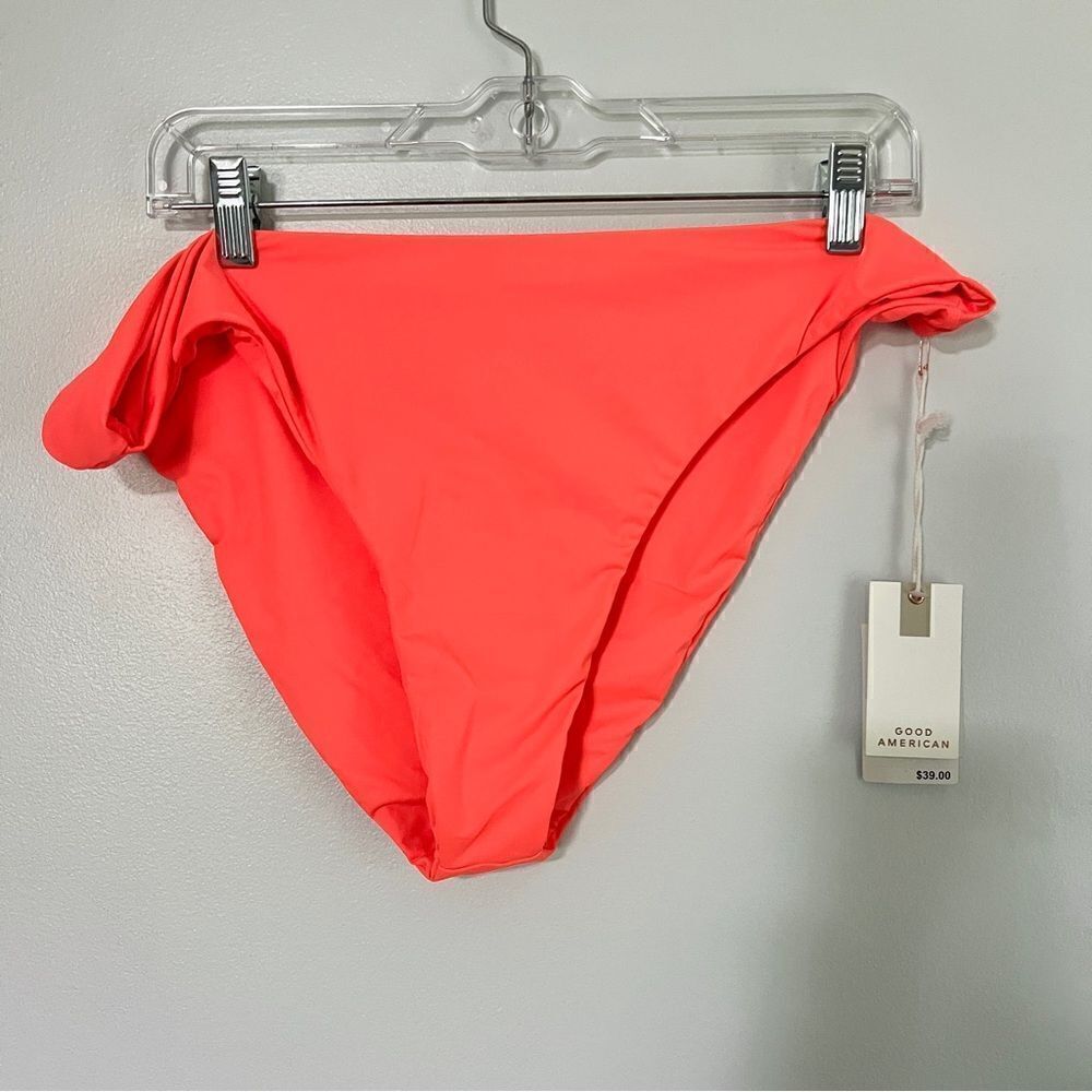 NWT New Good American Netter Cheeky Bottom Hot Coral Neon 6 (3XL) Very Bright